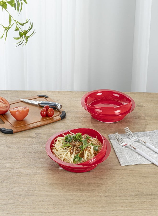 Restaurantware Scoop Plates 1 Count 9 Inch Plastic Suction Base Red Adaptive Plates with High to Low Rim Hot & Cold Friendly Scoop Dishes for Elderly with Dementia, Parkinsons and Disabled - Image 4