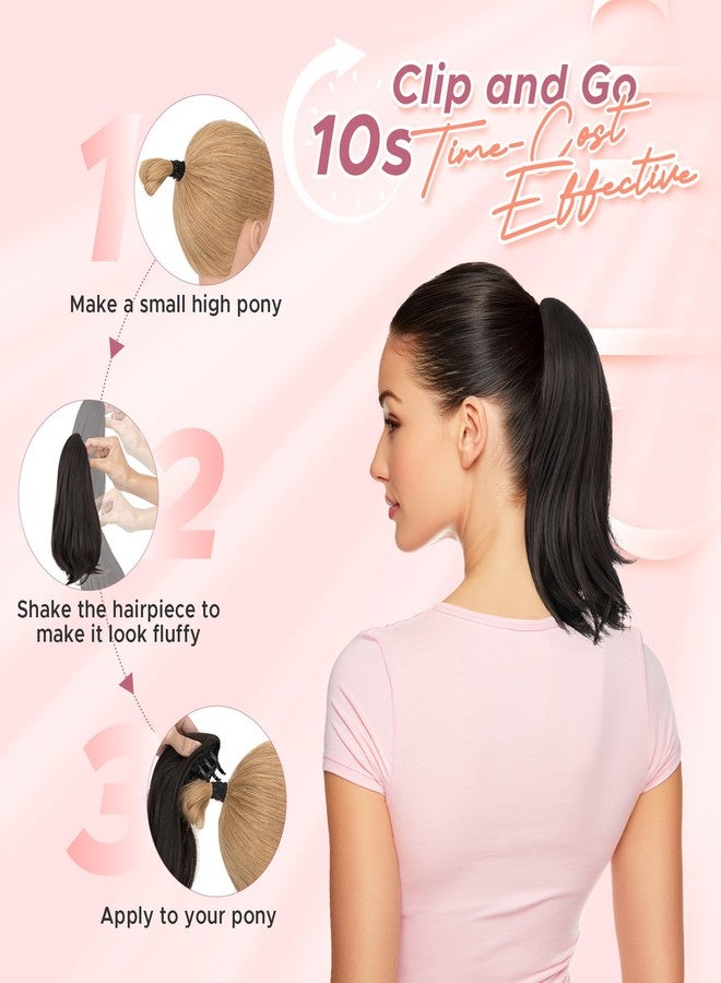 سيجو وصلات شعر ذيل حصان من سيجو، 10 بوصات، وصلات شعر ذيل حصان قصيرة بمشبك، وصلات شعر ذيل حصان صغيرة بمشبك صغير، شعر صناعي ناعم طبيعي للنساء - بني أسود رقم 2A - Image 5