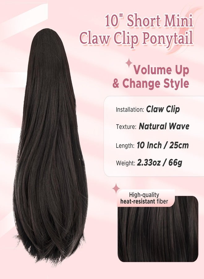 سيجو وصلات شعر ذيل حصان من سيجو، 10 بوصات، وصلات شعر ذيل حصان قصيرة بمشبك، وصلات شعر ذيل حصان صغيرة بمشبك صغير، شعر صناعي ناعم طبيعي للنساء - بني أسود رقم 2A - Image 3