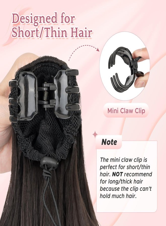 سيجو وصلات شعر ذيل حصان من سيجو، 10 بوصات، وصلات شعر ذيل حصان قصيرة بمشبك، وصلات شعر ذيل حصان صغيرة بمشبك صغير، شعر صناعي ناعم طبيعي للنساء - بني أسود رقم 2A - Image 4