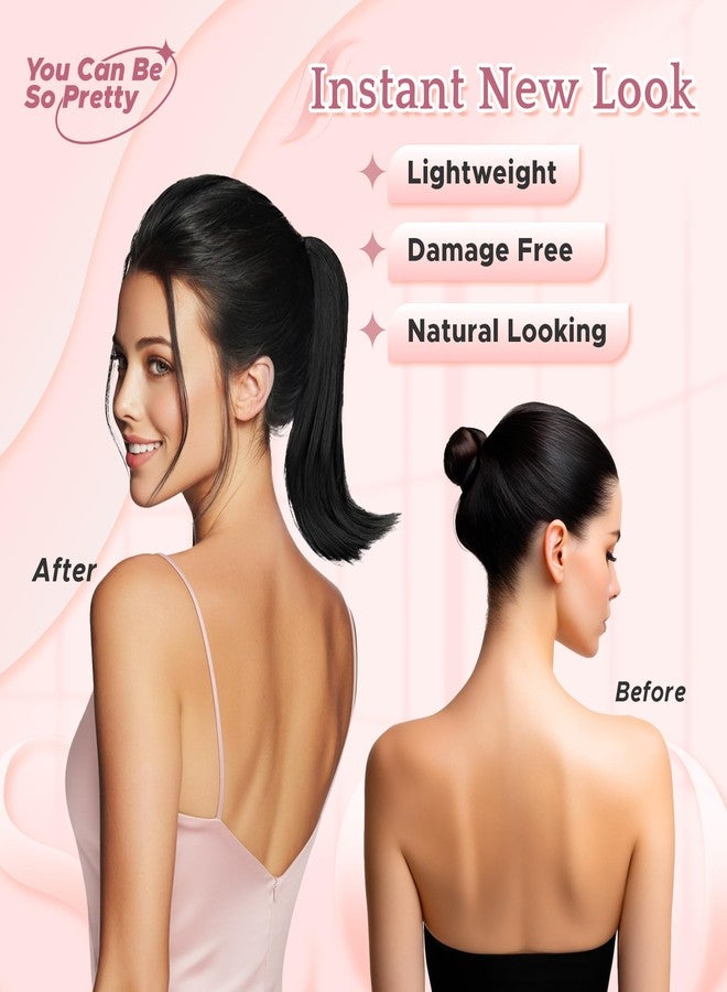 سيجو وصلات شعر ذيل حصان من سيجو، 10 بوصات، وصلات شعر ذيل حصان قصيرة بمشبك، وصلات شعر ذيل حصان صغيرة بمشبك صغير، شعر صناعي ناعم طبيعي للنساء - بني أسود رقم 2A - Image 2