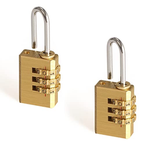 Volo 3 Digit Brass Re-Settable Combination Padlock/Password Lock/resettable Combination Lock for Travel Bags, Travel Lock, Luggage Lock (Pack of 2) Golden - Image 4