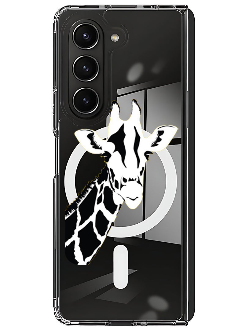 Theodor Magnetic Case for Samsung Galaxy Z Fold 5 Compatible with MagSafe Wireless Charging, Shockproof Phone Bumper Cover Giraffe - Image 1