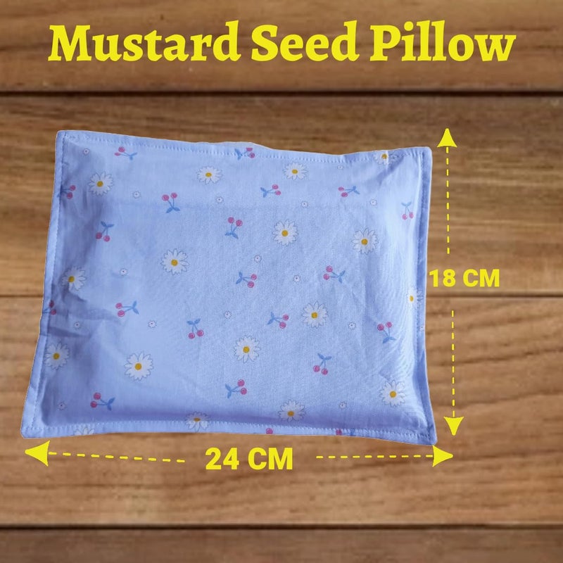 MammaChamp Rai Mustard Seeds Pillow | Neck Support Head | Rai Takiya | Baby-Round Head Shaping Detachable Cotton Cover Gifting 0-12 Months for Infant (Pack of 1, Size 24 cm x 18 cm, 500g) (Blue) - Image 3