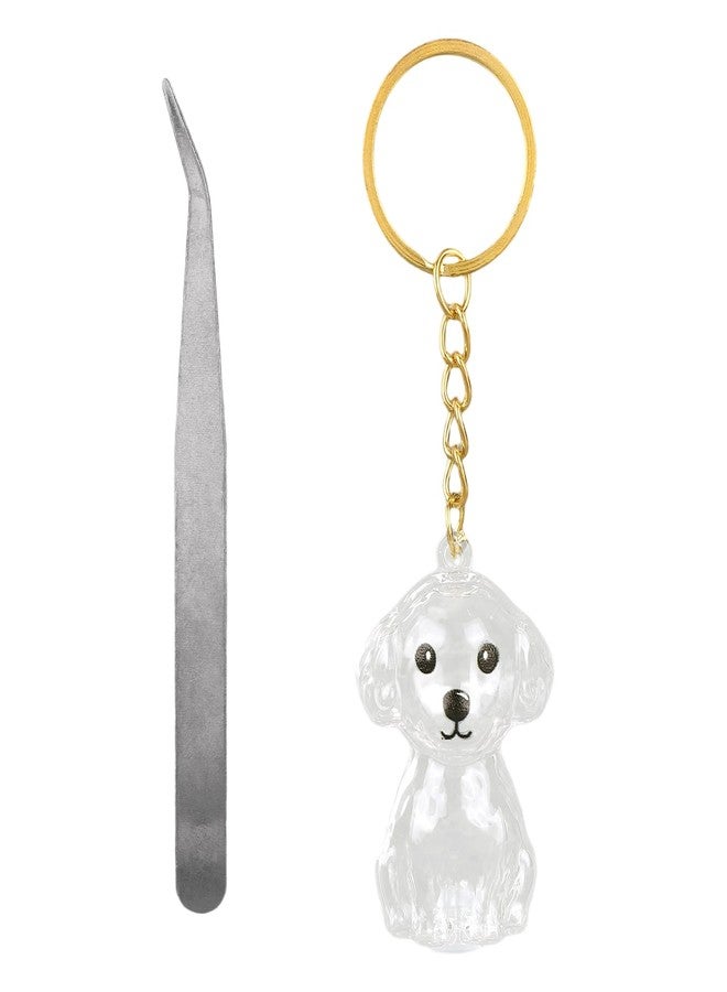 Penitue Dog Hair Collector Keychain with Tweezers, Transparent Pet Fur Storage Bottle Memorial Charm Clear Cute Animal Memorial Keepsake Key Chain for Dog Owners & Pet Lovers - Image 1