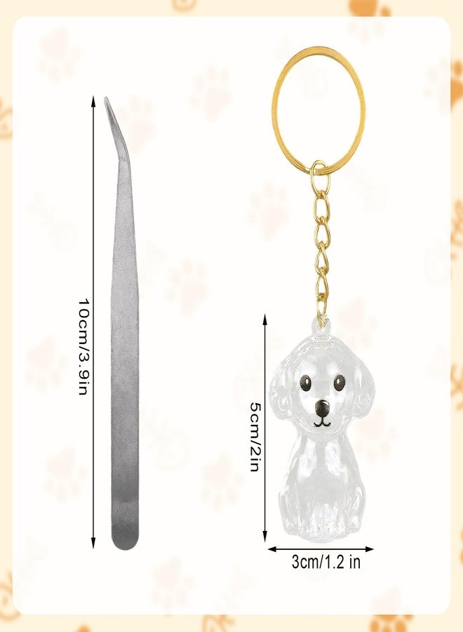 Penitue Dog Hair Collector Keychain with Tweezers, Transparent Pet Fur Storage Bottle Memorial Charm Clear Cute Animal Memorial Keepsake Key Chain for Dog Owners & Pet Lovers - Image 2