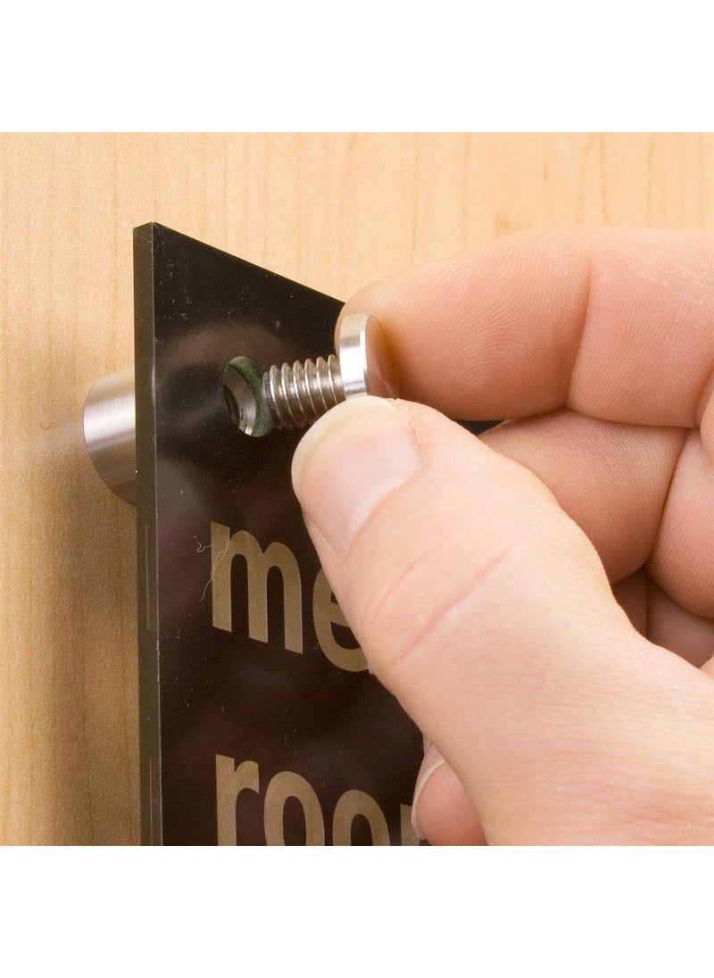 Displays2go Set of 12 Stainless Steel Standoff Screws 58 x 58 Inch to Mount 3 Sign Displays 4 Standoffs Per Sign  - Image 4