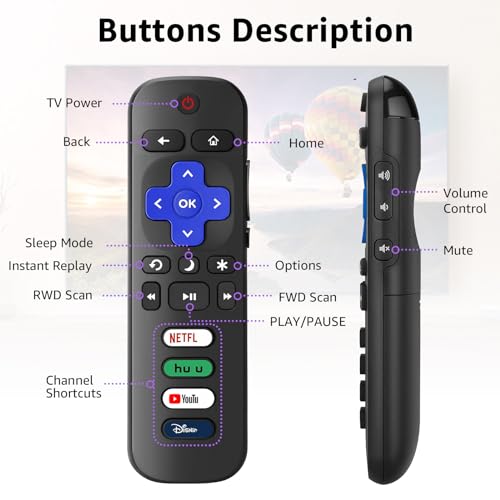 SOTATOO (Pack of 2) Replacement Remote for Roku TV with Soft Protective Case(Glow in The Dark), Universal Remote for TCL Roku/Hisense Roku/Onn Roku/Sharp Roku/Element Roku/Philips Roku Smart TV - Image 3