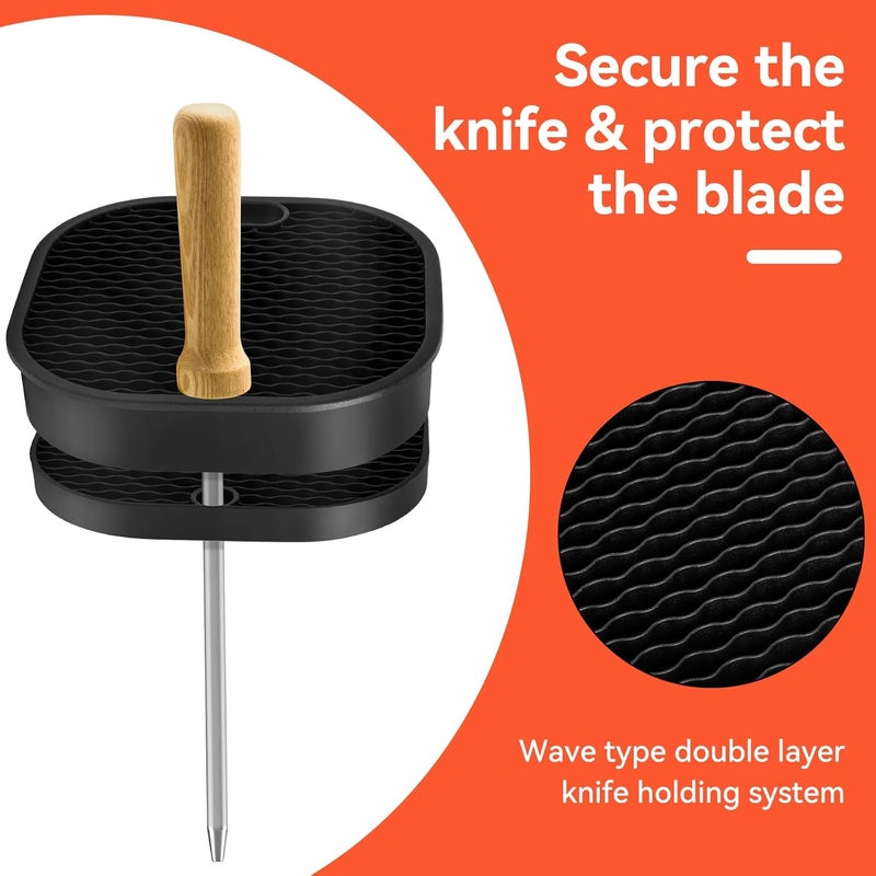 Fohil Knife Block without Knives, Universal Knife Block, Detachable Knife Holder, Space Saver Knife Storage Holder with Scissors Slot, Sharpening Bar Slot, Kitchen Knife Holder Black - Image 3