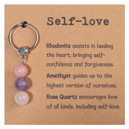GINAZL Self Care Gifts for Women Men, Healing Crystals and Stones Small Cute Keychain Chistmas Valentines day Birthday Gift for Friends Women Men(SL) - Image 1