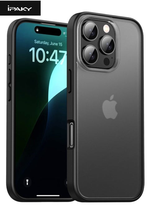 iPhone 16 Pro Max Cover, Mixed Material Case Cover, Frosted Hard Slim Case, Anti-Drop Shockproof, Non-Slip, Non-Stick Fingerprint, Non-Yellowing Case Cover for Apple iPhone 16 Pro Max, Black