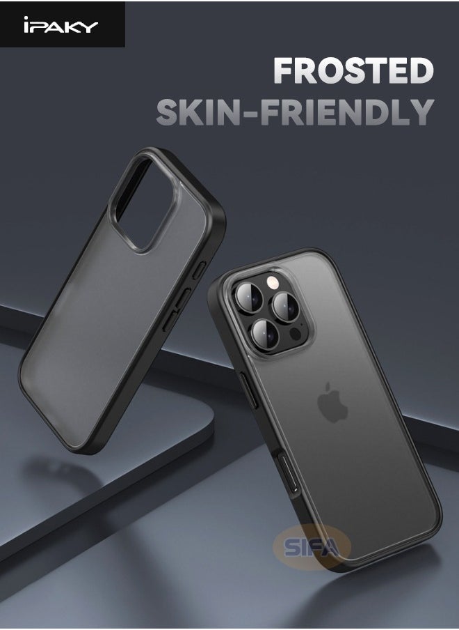 iPhone 16 Pro Max Cover, Mixed Material Case Cover, Frosted Hard Slim Case, Anti-Drop Shockproof, Non-Slip, Non-Stick Fingerprint, Non-Yellowing Case Cover for Apple iPhone 16 Pro Max, Black