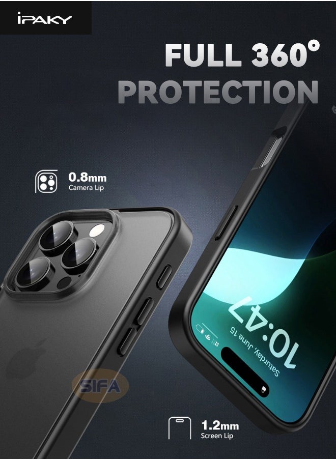 iPhone 16 Pro Max Cover, Mixed Material Case Cover, Frosted Hard Slim Case, Anti-Drop Shockproof, Non-Slip, Non-Stick Fingerprint, Non-Yellowing Case Cover for Apple iPhone 16 Pro Max, Black