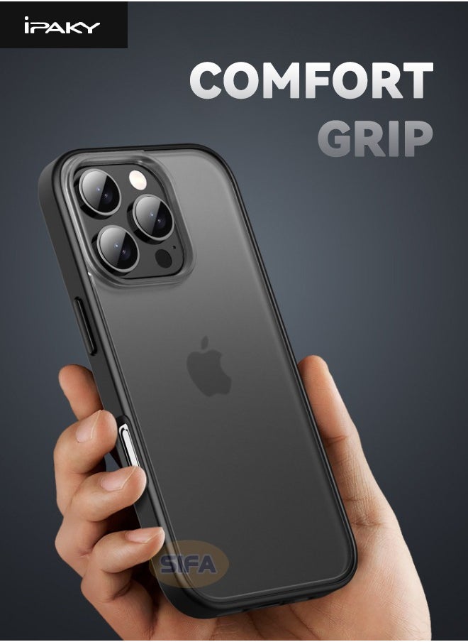 iPhone 16 Pro Max Cover, Mixed Material Case Cover, Frosted Hard Slim Case, Anti-Drop Shockproof, Non-Slip, Non-Stick Fingerprint, Non-Yellowing Case Cover for Apple iPhone 16 Pro Max, Black