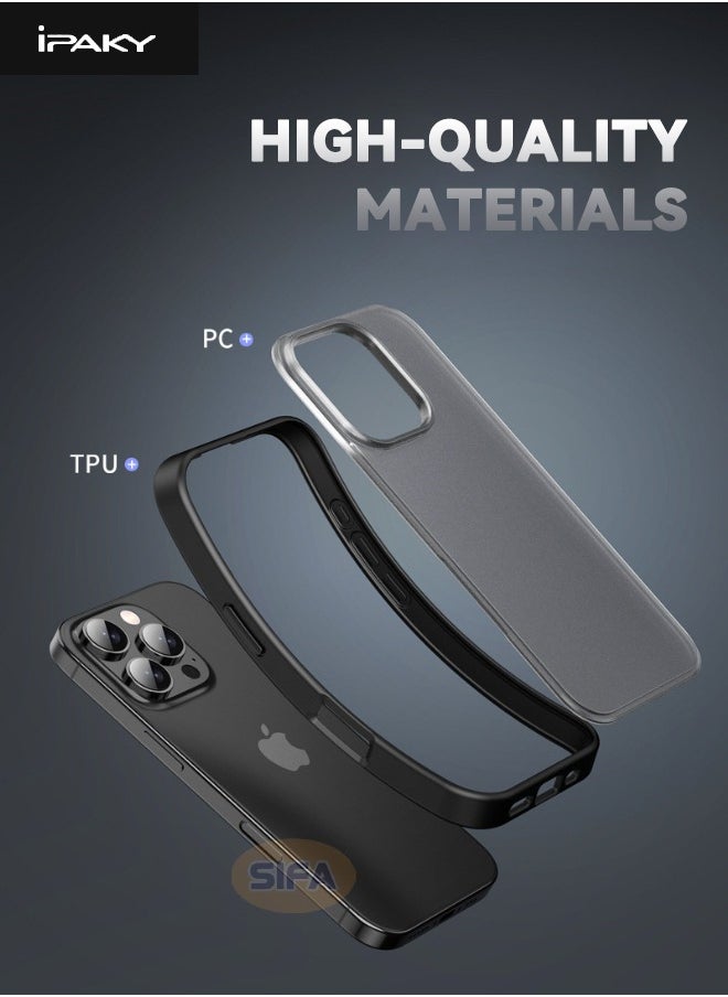 iPhone 16 Pro Max Cover, Mixed Material Case Cover, Frosted Hard Slim Case, Anti-Drop Shockproof, Non-Slip, Non-Stick Fingerprint, Non-Yellowing Case Cover for Apple iPhone 16 Pro Max, Black