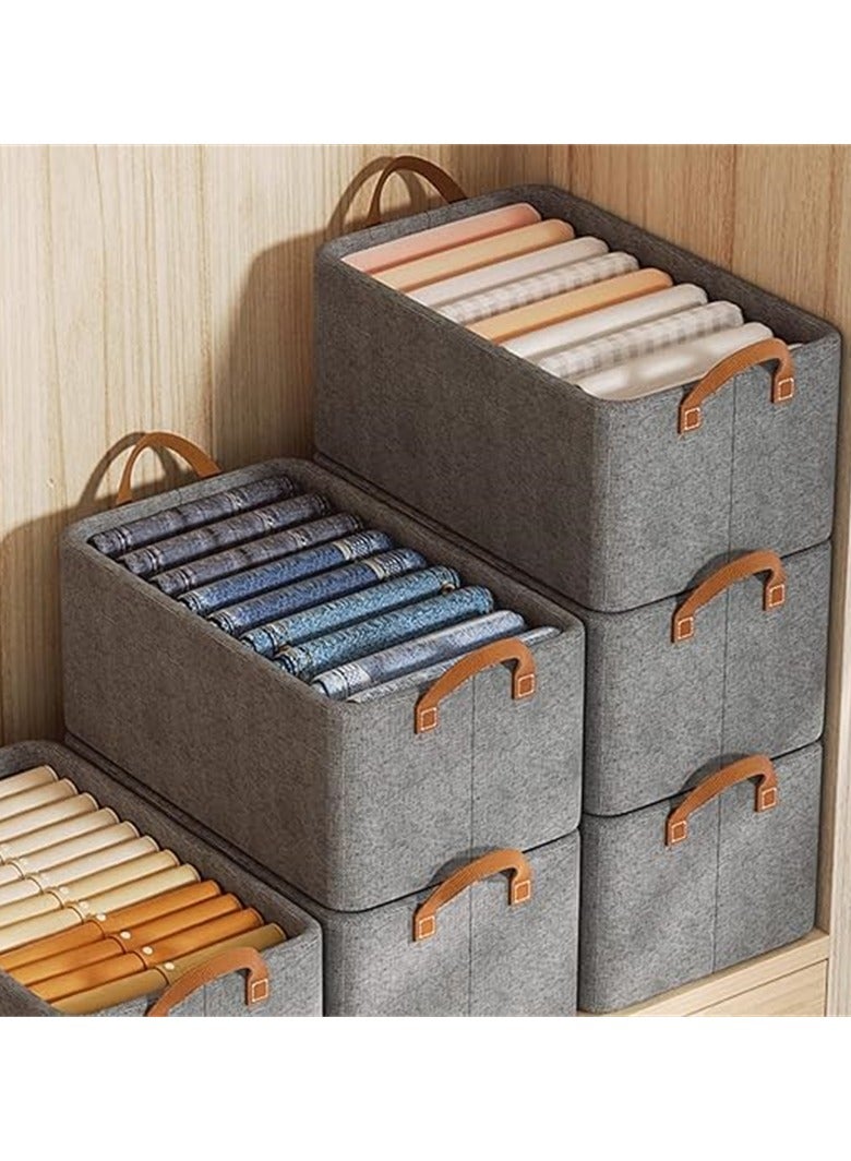 6 Pack Wardrobe Clothes Organizer, Foldable Jeans Drawer Closet Organizer, Fabric Organizer Clothes Storage for Clothes, Jeans, Pants, Sweaters, Dress  - Image 1