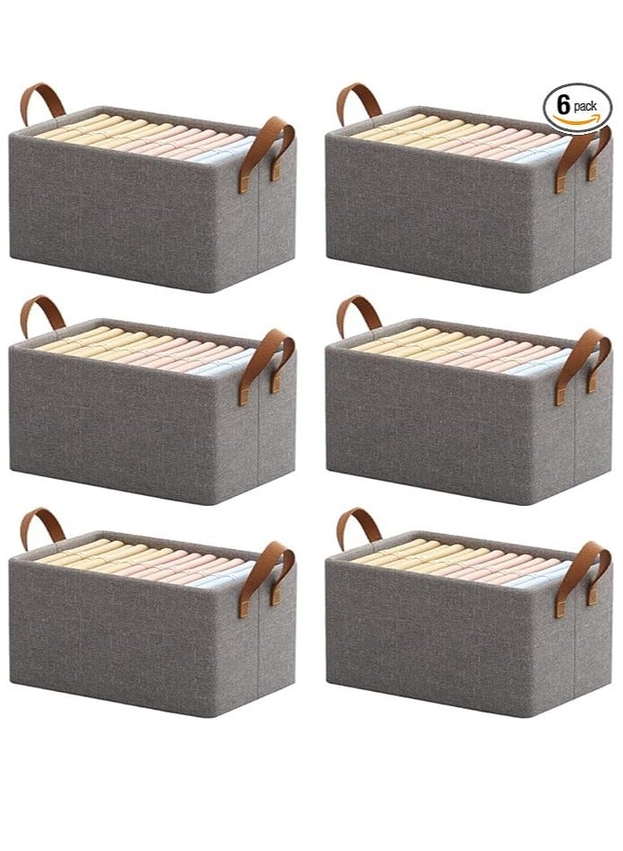 6 Pack Wardrobe Clothes Organizer, Foldable Jeans Drawer Closet Organizer, Fabric Organizer Clothes Storage for Clothes, Jeans, Pants, Sweaters, Dress  - Image 2