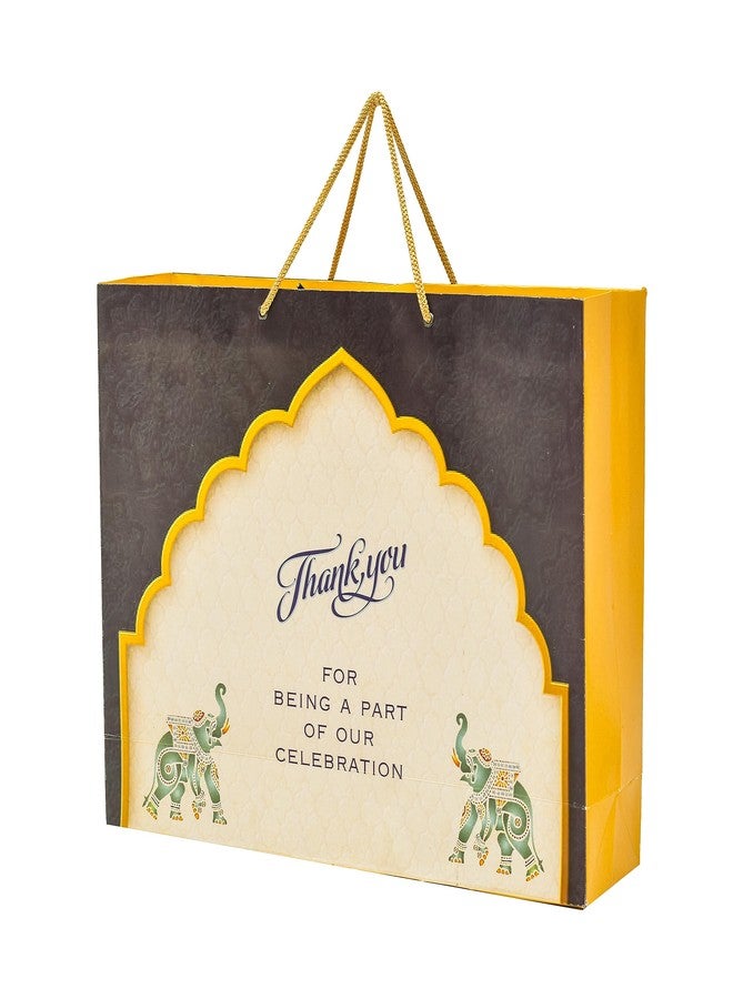 PPJ ® - WEDDING THANK YOU ELEPHANTS (10 Pcs.) (MULTICOLOUR) PAPER CARRY BAG, 16 Inch X 12 Inch X 4 Inch for DIWALI/WEDDING/FUNCTION/BIRTHDAY/RETURN GIFTS/CHRISTMAS (Pack of 10) - Image 1