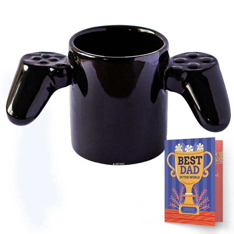 ARCHIES Quirky Printed Porcelain Ceramic Coffee Tea Mug Drinking Cup for Hot and Cold Beverages at Home Office Dishwasher and Microwave Safe 4 D X Box Play Station Gaming Controller C59 - Image 1