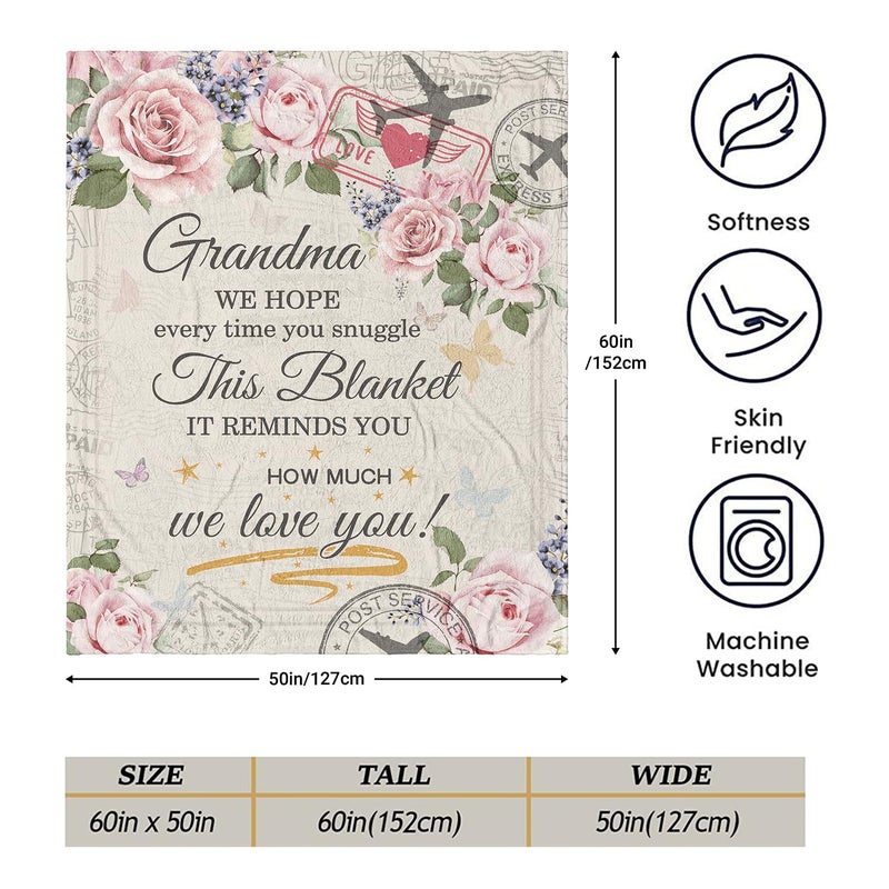Ivivis Ivivis Grandma Gifts Blanket 60""x50""  Gifts for Grandma  Grandma Birthday Gifts  Mothers Day Christmas Birthday Gift for Grandma  Best First Time Grandma Gift from Grandchildren  Nana Grandmother Gift  - Image 2
