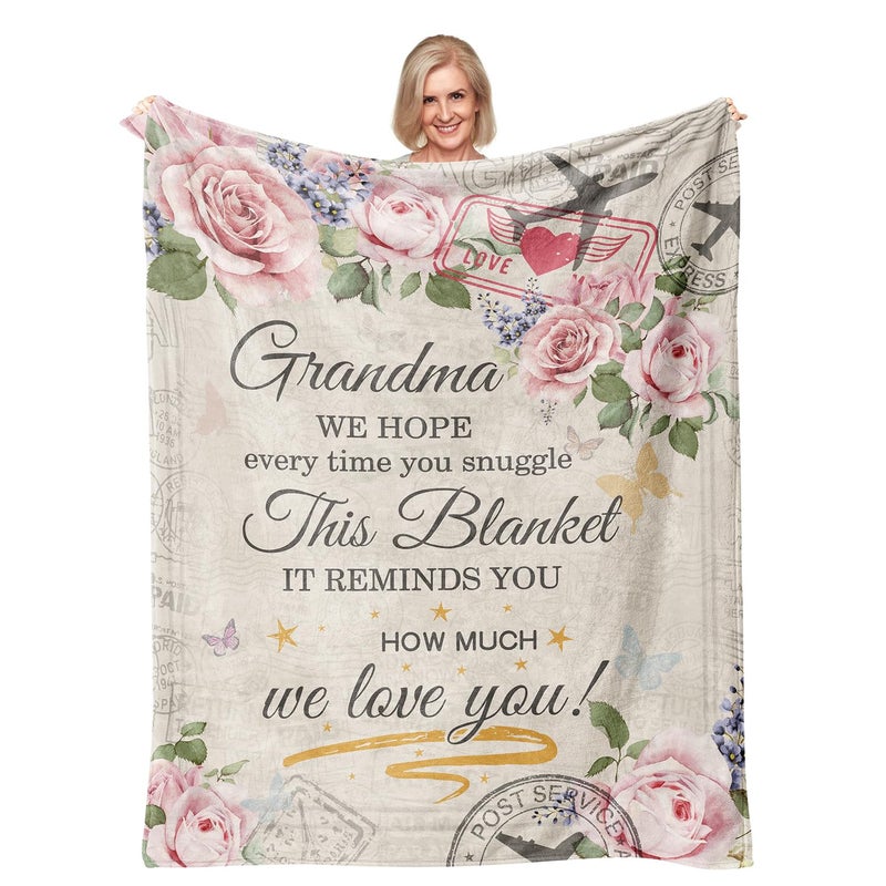 Ivivis Ivivis Grandma Gifts Blanket 60""x50""  Gifts for Grandma  Grandma Birthday Gifts  Mothers Day Christmas Birthday Gift for Grandma  Best First Time Grandma Gift from Grandchildren  Nana Grandmother Gift  - Image 1