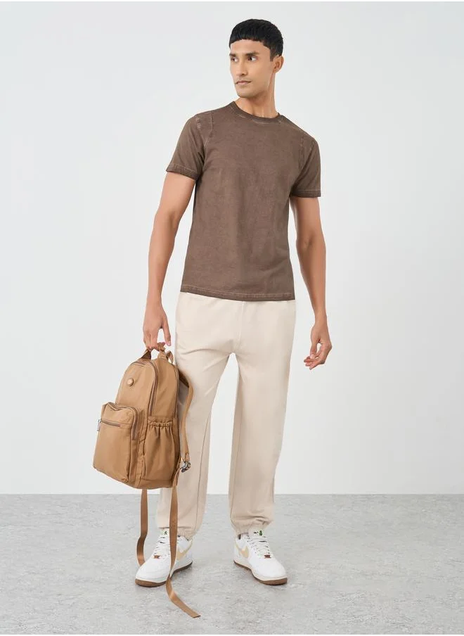 ستايلي Styli Washed Panel Detail Regular Fit T-Shirt