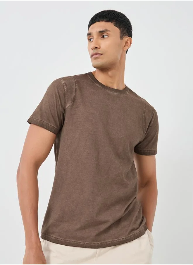ستايلي Styli Washed Panel Detail Regular Fit T-Shirt
