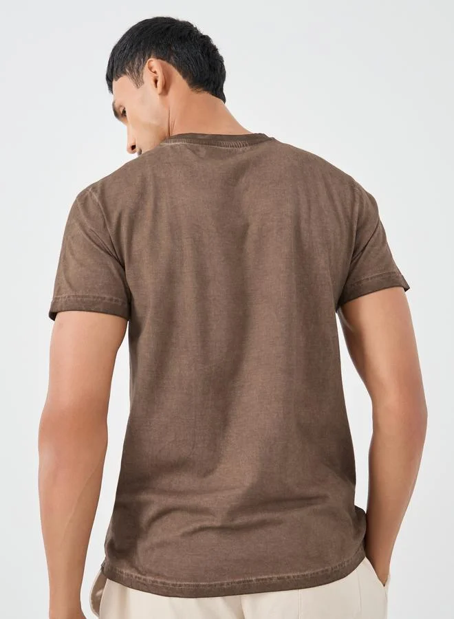 Styli Styli Washed Panel Detail Regular Fit T-Shirt