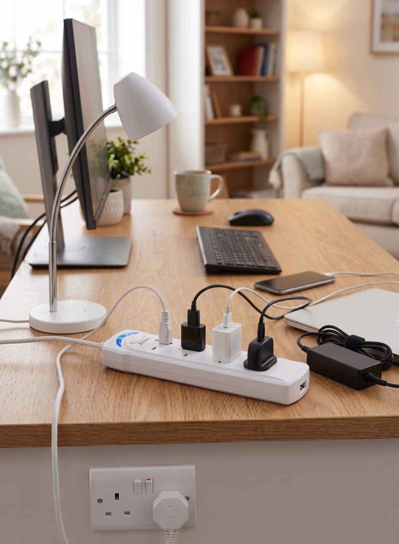 Best 5104-3M Power Socket Extension Lead with 4 AC Outlets – 3M Cable – Advanced Safety Protection - Image 2