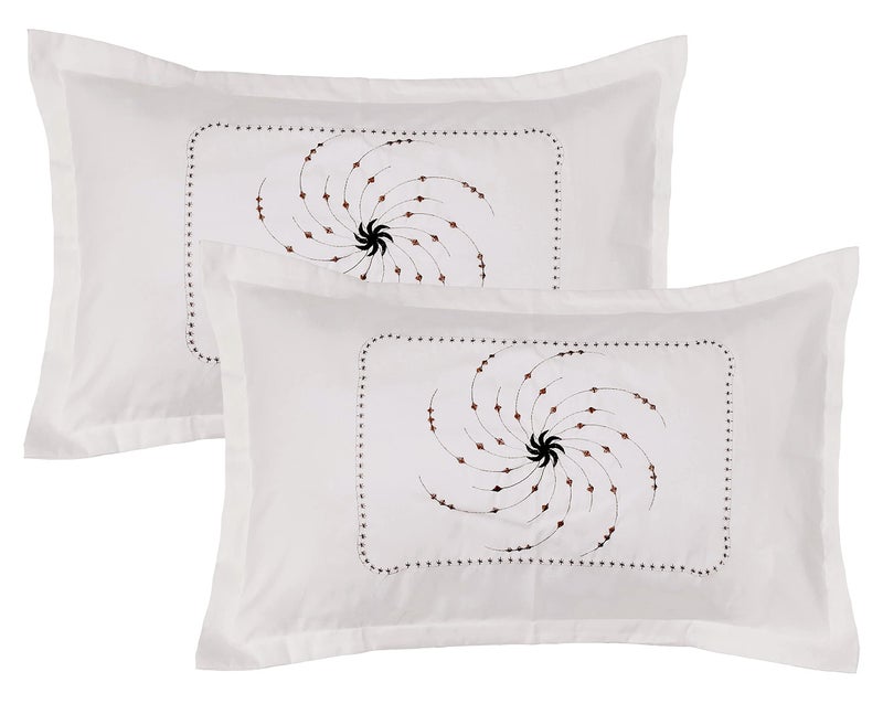 Rj Products™ Luxury Embroidery Cotton Pillow Covers Set of 6 (White_Envelope) - Image 2