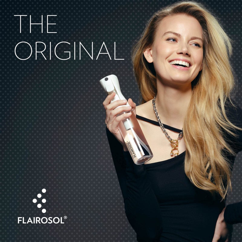 Flairosol فلايروسول - الزجاجة الأصلية، زجاجة رذاذ للشعر، النباتات والمزيد، رذاذ مستمر، رذاذ ماء فائق النعومة، 10.1 أونصة/300 مل، زجاجة شفافة - طباعة سوداء - Image 2