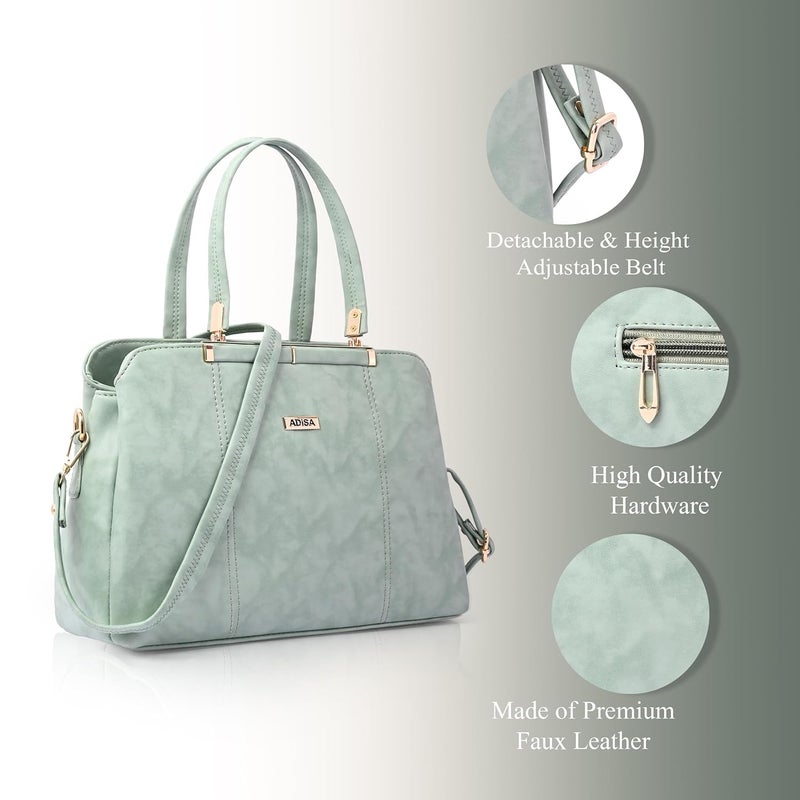 ADISA two tone handbag 3 compartments shoulder bag for women and girls with sling belt (AD4084) - Image 3