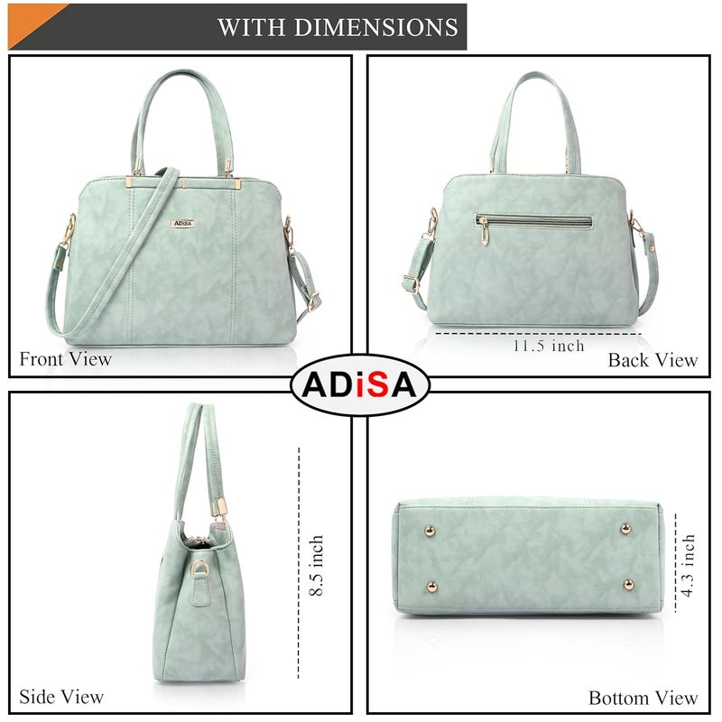 ADISA two tone handbag 3 compartments shoulder bag for women and girls with sling belt (AD4084) - Image 2