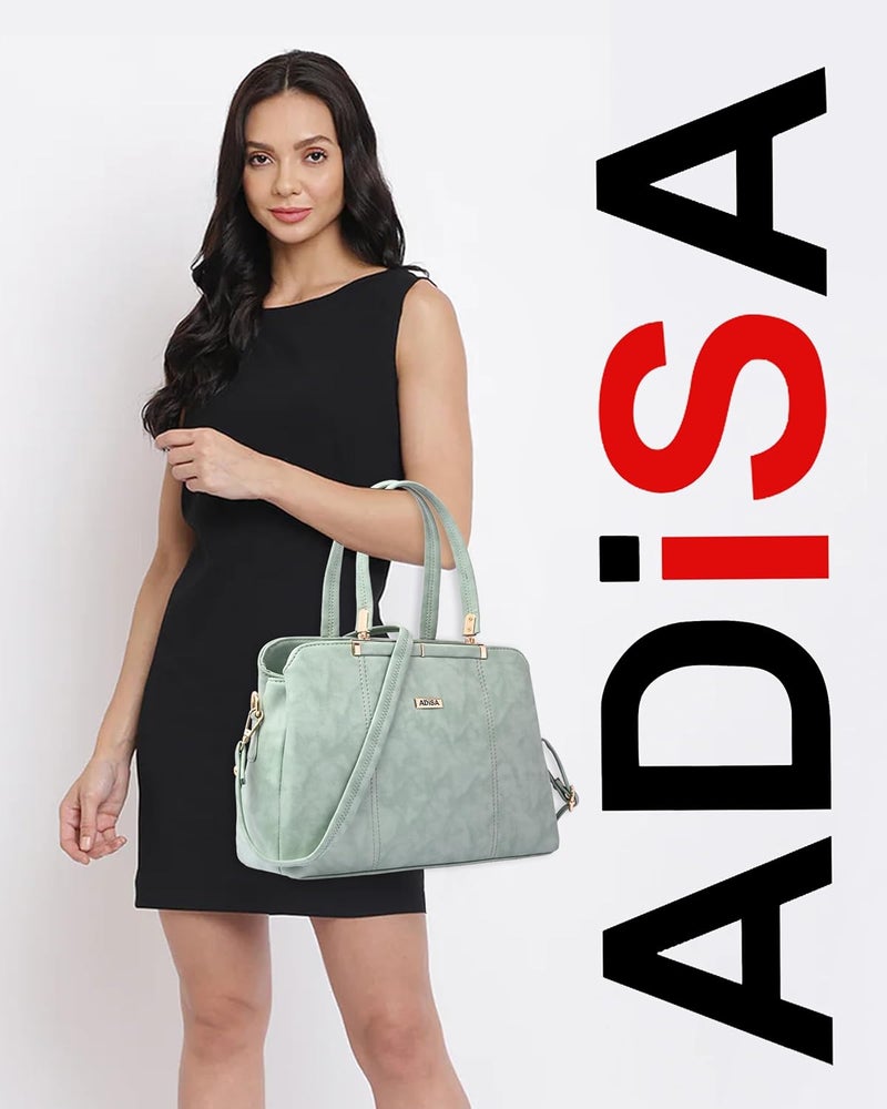 ADISA two tone handbag 3 compartments shoulder bag for women and girls with sling belt (AD4084) - Image 5
