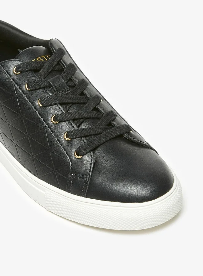 سيليست Womens Textured Lace-Up Casual Sneakers