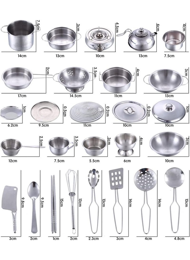 Womdee Kitchenware Cookware Cooking Toys 16 Pcs Stainless Steel Pretend Play Kitchen Toys Mini Model Children Kids Pot Pan - Image 2