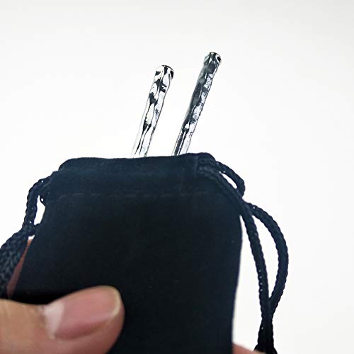 YILE Set of 2 Hair Sticks Chinese Hairpin Metal Hair Accessories Classic Hair Accessories for Women Lady Girls (Silver) - Image 5