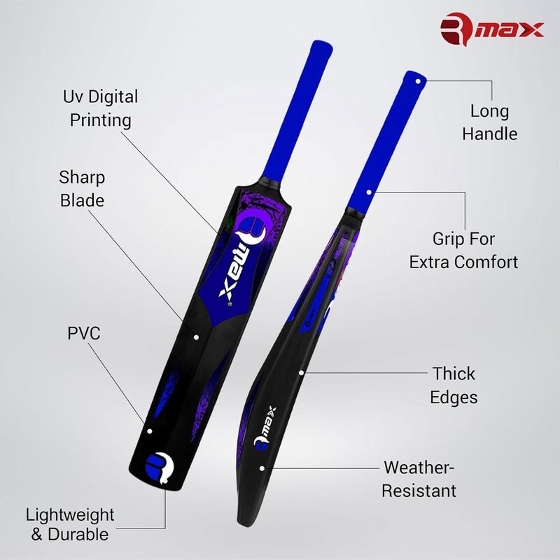 RMAX Gully Plasstic Bat, Plastic Cricket Bat Hard Plastic, Plastic Bat for Tennis and Wind Ball, Cricket Bat (Blue New Sticker) - Image 2