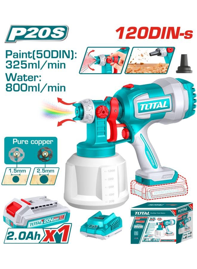 TOTAL 20V Cordless Paint Spray Gun with 1000ml Container