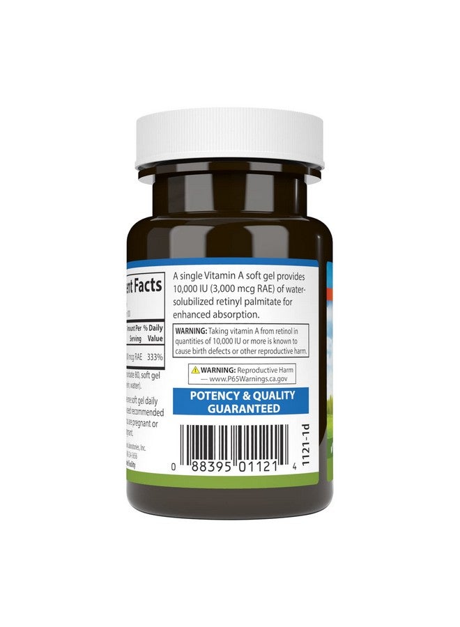 Carlson فيتامين أ 10000 وحدة دولية (3000 ميكروغرام رAE) دعم المناعة الصحي البصري مضاد أكسدة 100 كبسولة لينة - Image 4