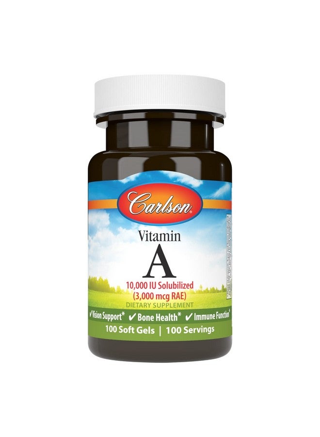 Carlson فيتامين أ 10000 وحدة دولية (3000 ميكروغرام رAE) دعم المناعة الصحي البصري مضاد أكسدة 100 كبسولة لينة - Image 1