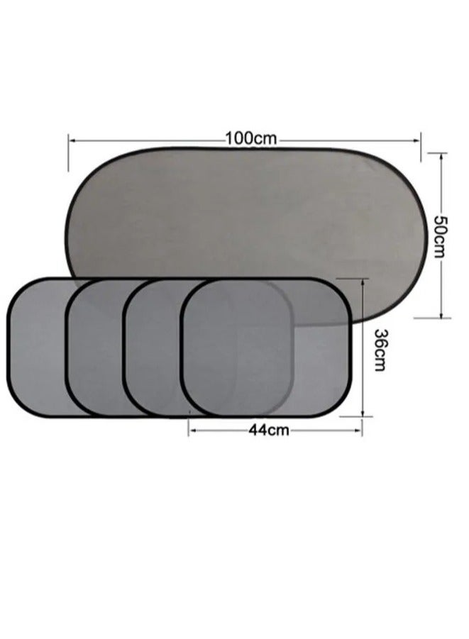 5-Piece Sun Shades With Suction Cups Set - Auto Sun Shades for Side and Rear Window, Sun Glare and UV Rays Protection for Child, Sun Shade with Suction Cup Universal for Most Cars