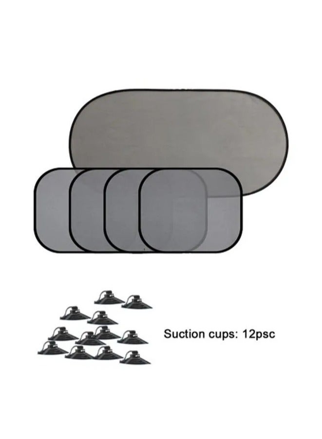 5-Piece Sun Shades With Suction Cups Set - Auto Sun Shades for Side and Rear Window, Sun Glare and UV Rays Protection for Child, Sun Shade with Suction Cup Universal for Most Cars