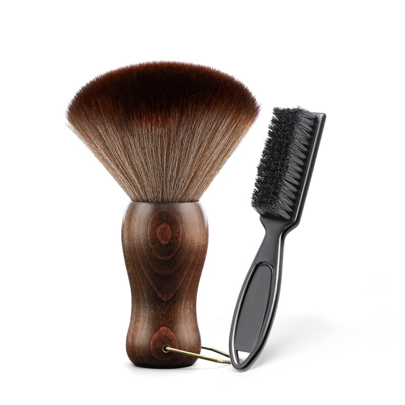 CGBARBER Barber Neck Duster Brush Wood Handle with Hook for Hair Cutting Neck brushBlack brushFor All Hair Type