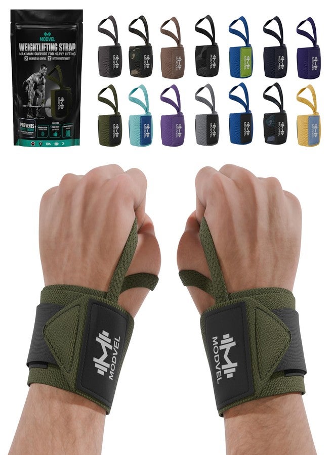 Modvel Adjustable Wrist Wraps for Gym & Lifting – Thick, Breathable Support Straps for Wrist Stability, Comfort & Grip – Ideal for Weight Training, CrossFit & Gym Workouts – R Green 2-Pack - Image 1