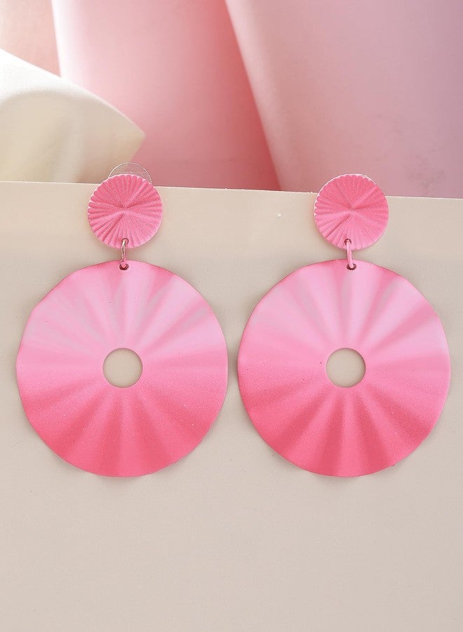 KARATCART Gradient Pink Oraganic Shape Dangler Earrings - Image 4