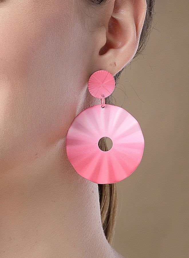 KARATCART Gradient Pink Oraganic Shape Dangler Earrings - Image 2