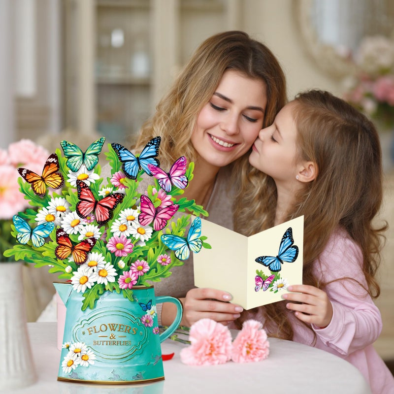 Airpark Pop Up Flower Cards, 3D Paper Flowers Bouquet Birthday Card 12â€™â€˜ with Blank Note and Envelope, Mother's Day, Get Well Greeting, Anniversary, Easter Gifts Cards for Women Mom Girls Friends, Daisies and Butterflies - Image 5