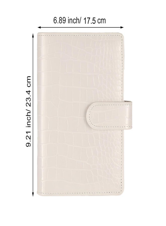 eleger A5 6 Ring Binder Cover Crocodile - Large PU Leather Notebook Binder with Hidden Snap Buckle, Refillable Budget Planner, Beige - Image 3