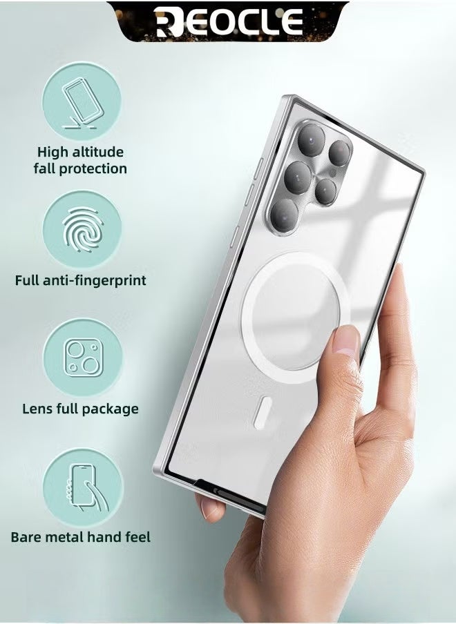 ريوكل غطاء هاتف سامسونغ N20Ultra جراب معدني مقاوم للسقوط، حافظة هاتف شفافة غير لامعة حافظة رقيقة للغاية مقاومة للخدش بطلاء واقي بالكامل مع وظيفة مغناطيسية وواقي عدسة الكاميرا - Image 2